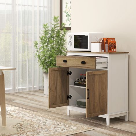 Mehrzweck-Spanplattenschrank mit Schrankfach und Schublade im rustikalen Stil, 78,5 x 39 x 89,4 cm, Weiß (1/5)