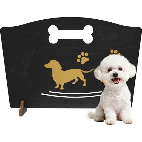 PawHut Wooden Dog Stopper, Freestanding Dog Gate with Support Feet, Black