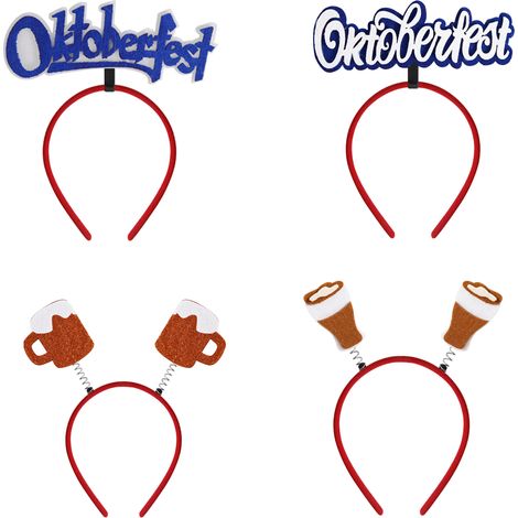 Headband - Beer Mug Design - Oktoberfest Party Photo Prop - Comfortable Fabric - 4 Pieces (1/5)