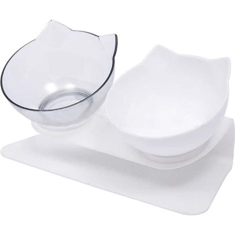 2 gamelles pour chat avec support incliné, protège-cou, design ergonomique, adapté aux chats et petits chiens (1/5)