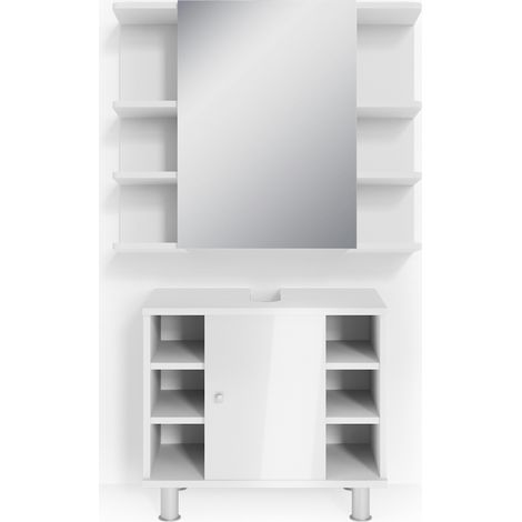 Conjunto de muebles de baño Fynn, Blanco alto brillo, 2 piezas, Vicco (1/5)
