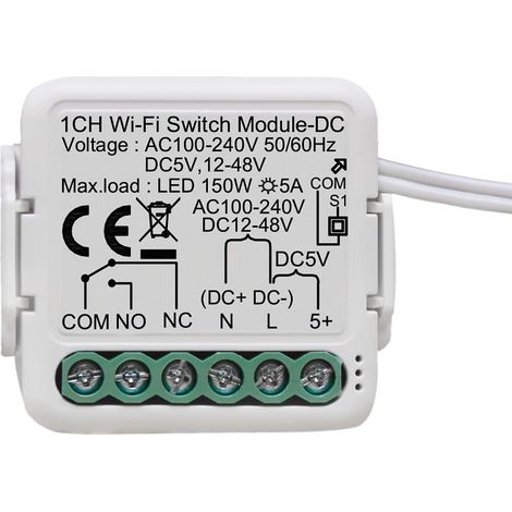 Module de commutation relais WiFi Smart, 1 canal DC 5 V 24 V 32 V AC100-240 V, fonctionne avec Assistant (1/5)