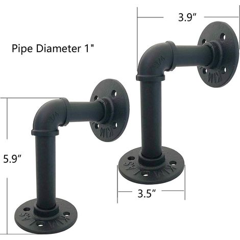 4PCS Support Étagère Mural 15 X 8 cm Rétro en Métal Équerre de Tuyau Industriel Bride De Plancher Shelf Brackets pour Déco Salon/Chambre/Salle d'étude MOONSTARS (1/4)