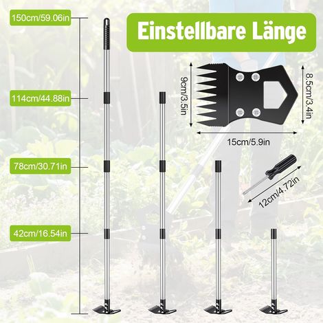 Grattoir à joints JeiibrZui 30,5 cm - Manche en bois - Lot de 2 - Acier inoxydable - Désherbeur pour joints de carrelage et pelouse (1/5)