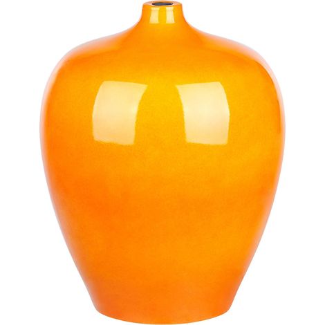 Florero de terracota naranja 37 cm forma redonda sala de estar dormitorio Terrasa