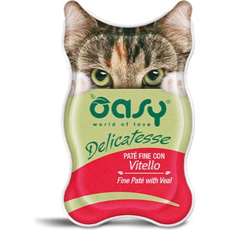 Oasy Cat Delicatesse Paté con Vitello - Oasy Cat Delicatesse Paté con Vitello - Vaschetta Da 85 Gr