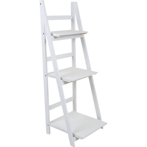 Étagère blanche en bois paulownia style contemporain - blanc mat bois clair (1/4)