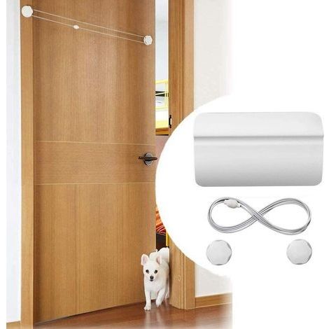 Ouvre-porte automatique pour chiens et chats, fermeture par sangle de chatière, facilement réglable, accès libre à la chambre/salle de bain/toilette (1/5)