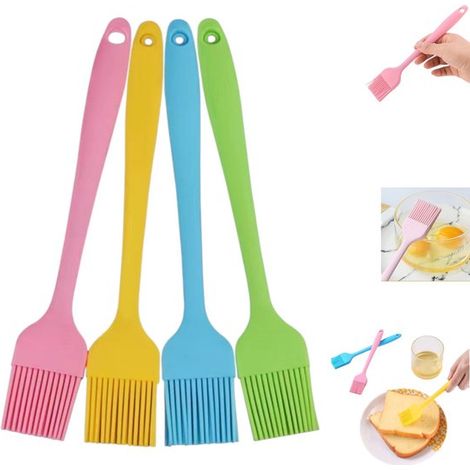 Lot de 4 pinceaux pour barbecue - Pinceaux à pâtisserie en silicone noir - Pinceaux en silicone - Pinceau à graisser - Pour marinades et huile - Pour barbecue - Grill - Cuisine - Pâtisserie - 4 couleu (1/5)