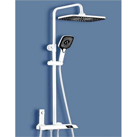 Ensemble de douche mitigeur thermostatique intelli Ensemble de système de douche de robinet d'affichage numérique de salle de bains, ensemble de douche de touche de piano gris, ensemble de douche de r (1/5)