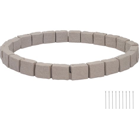 VEVOR Borde de Jardín Efecto de Piedra 4725 mm, Bordura Jardín Exterior, 4 Secciones, 6 Ladrillos para Cada Sección, con Tapón de Extremo, Borde Decorativo para Cesped Flores Patio Estanque, Beige (1/5)