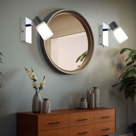 Applique murale lampe de salon lampe de chambre applique LED applique de lecture chromée, avec spot mobile, aspect albâtre, 5W 300lm 3200K, LxPxH 15,5x8x13 cm, lot de 2 (1/5)