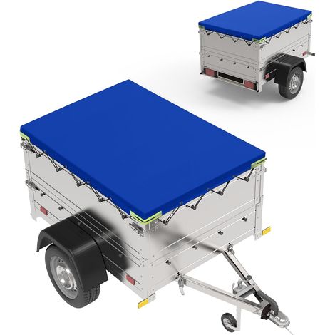 Trailer Tarpaulin Flat Tarpaulin 258 x 136 x 10 cm, Reinforced PVC, Waterproof and Tear-proof, Ideal for Cars, 750 kg, Blue (1/5)