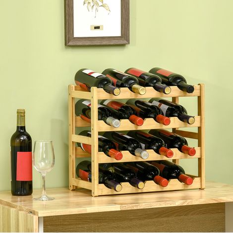 Portabottiglie in bambù per 16 bottiglie, 43 x 23,5 x 38 cm, naturale (1/5)