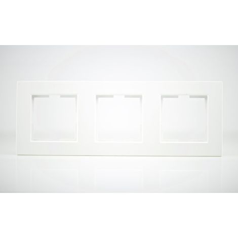 Plaque de finition plastique blanc 3 postes 81x225x10mm (1/2)
