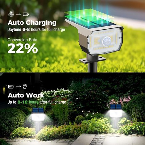 Lampe Solaire Exterieur Detecteur de Mouvement Lot de 4 - Spot Solaire Extérieur Puissant 56 LED/3 Modes avec Étanche, Réglable LED Lumiere Solaire Exterieur pour Jardin Chemins(Blanc Froid) (1/4)