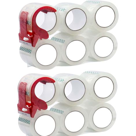 12 rouleaux de ruban adhésif transparent, ruban adhésif d'emballage simple face, destiné à l'emballage des colis (1/5)