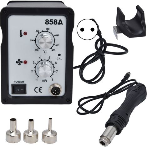 858A Station de Soudage à Air Chaud Réglable 700W 220V UE, Poste de Dessoudage Numérique Température Variable, Établi de Réparation (1/5)