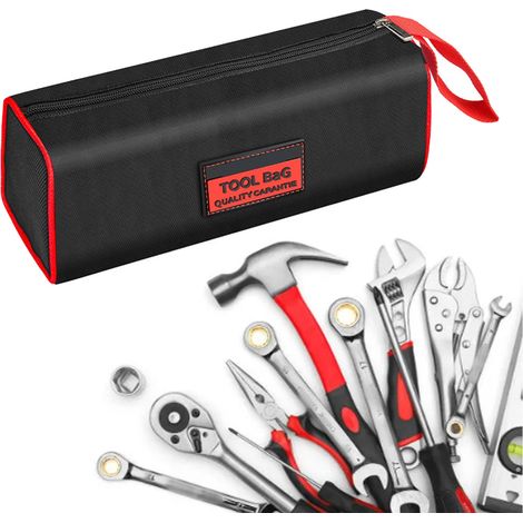 Sac à outils en toile multicompartiments, résistant à l'usure, poignée robuste, organisateur d'outils portable pour électricien, simple couche, XL (1/5)