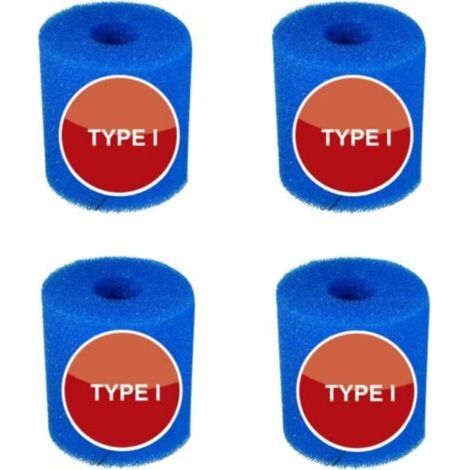 4 wiederverwendbare blaue Schaumstofffilterkartuschen für Schwimmbecken, 8,8 x 7,8 cm, Typ I, für die Wartung von Sandfiltersystemen (I) (1/5)