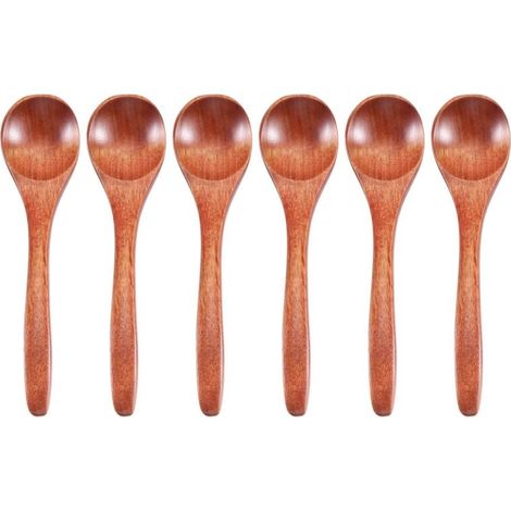 Cuillères en Bois 6 Pièces pour Cuisson Miel et Condiments Usage Quotidien Café (1/4)