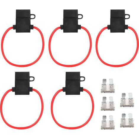 5 porte-fusibles en ligne, étanches, avec fusibles à lames 2A/3A/10A/20A/25A, pour voiture bateau camping-car (1/5)