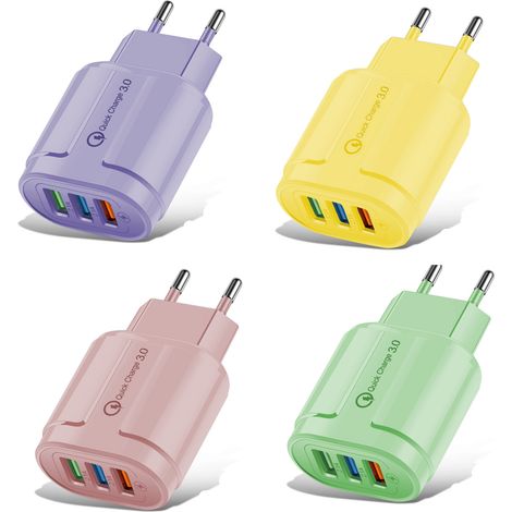 8 Stück Macaron-Farb-USB-Ladegerät 3USB-Ladekopf 5V2A-Ladegerät 3-Port-Adapter