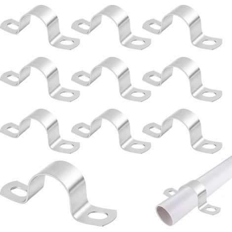 10 Pièces Colliers de Serrage en U en Acier Inoxydable 25 mm, U-Tube Pince Anneau Fixation tuyau, Colliers de Serrage 2 Trous, Épaisseur 1,5 mm, Installation Facile sur Bois, Béton ou Métal (1/5)