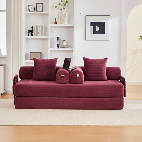 Sofá modular 200x94x67 cm de pana Rojo Rojo Burdeos, ahorra espacio para salón FloraGrace (1/5)