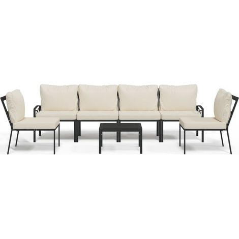 Maison Exclusive - Salon de jardin 7 pcs avec coussins sable acier (1/5)