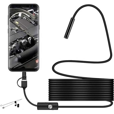 5 m, 3-in-1 USB Typ-C Inspektionskamera, 6 einstellbare LED-Leuchten, Inspektionskamera