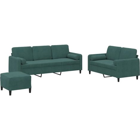 Maison Exclusive - Set di Divani 3 pz con Cuscini Verde Scuro in Velluto