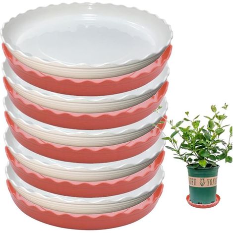 Lot de 10 Soucoupes Rondes en Plastique, Soucoupes pour Pots de Fleurs pour Plantes, Plateaux de Planteur pour Intérieur, Extérieur, diamètre intérieur 18,5 cm (1/5)