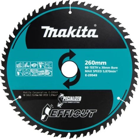 Makita Lama TCT Efficut 260x30 mm 60 denti per legno E-29549 (1/5)