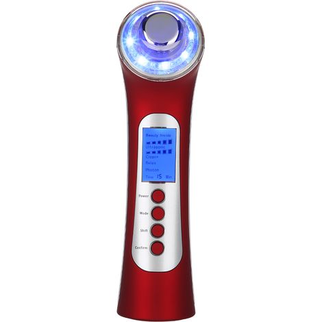 Lot de 5 Appareil Ultrasonique Beauté Nano Photon Thérapie Massage Visage Anti-Âge Peau Rouge (1/5)