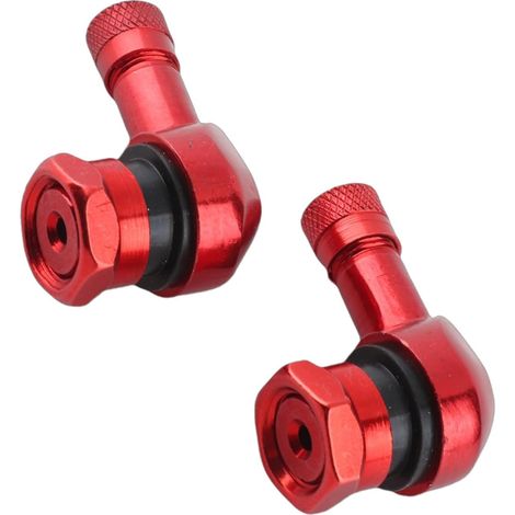 2 x 11.3 mm Aluminium Wheel Valve Stems for Motorcycle Standard Tubeless Tyres (Red) + CB65 Angled Valve (1/5)
