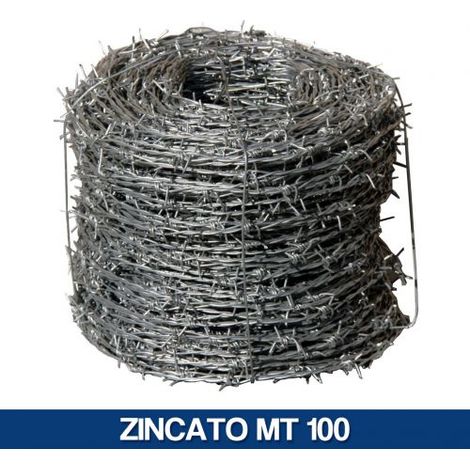 ROTOLO FILO SPINATO ZINCATO PLASTIFICATO PER RECINZIONE RECINTO 32841V ZINCATO MT 100 (26861) (1/4)