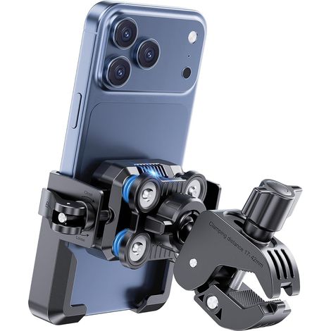 Support Téléphone Moto [4 Amortisseurs Vibrations] Support Téléphone Vélo, Porte Téléphone Vélo, pour 17 16 15 14 13 et Autre Smartphone de 4,7-7" (Noir) (1/5)