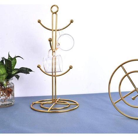 Porte-tasse à café doré créatif, support de rangement pour table et cuisine, porte-tasse en forme d'arbre, porte-tasse suspendu pour égoutter (1/5)