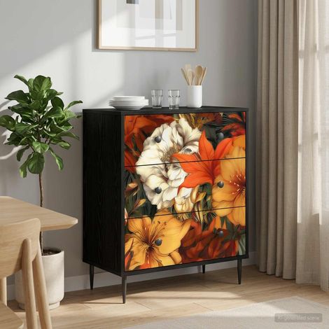 vidaXL Cajonera GENNEP Estampado de lirios 66 x 36,5 x 76 cm (1/4)