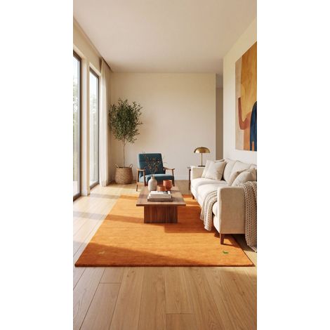 Tapis Gabbeh indien Tapis Sahara - Tapis en laine  - 90x60cm, Rectangular - 100% Laine vierge - Tissé main - Orange