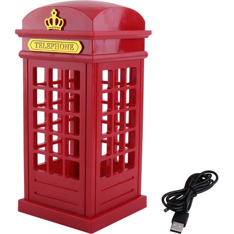 Lampadaire LED jaune rétro téléphone cabine créatif, veilleuse tactile à intensité réglable, capteur tactile design classique pour décoration de bureau
