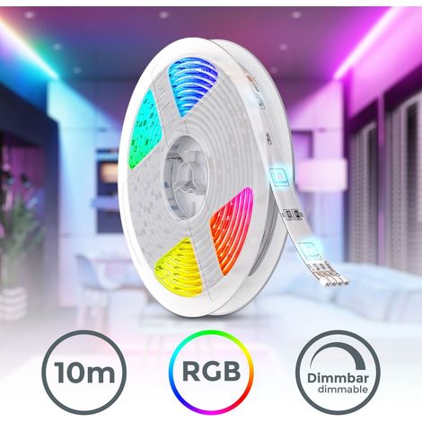 B.K.Licht I RGBIC LED Strip 10 m I Capteur de musique I Music Sync I Barre lumineuse I Strips I Ruban avec télécommande de changement de couleur I Ruban lumineux autocollant