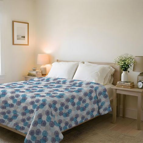 Couvre-lit matelassé d’été Ligne Basic en Microfibre Douce imprimée – Couette Printemps-été mi-Saison – Soffioni Blu, Double 250x240 cm (1/5)