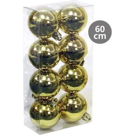 Packung mit 8 Weihnachtskugeln Ø6cm (glänzend) aus goldfarbenem Kunststoff