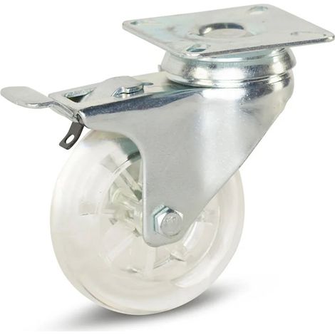 Roulette pivotante freinée - MESO - Meuble transparente - Platine - 75mm - 100kg (1/2)