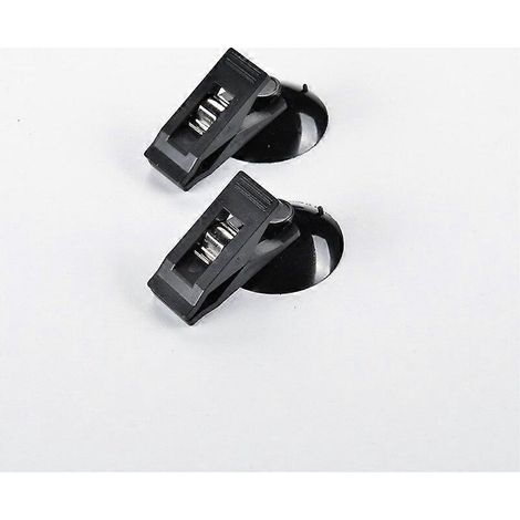 1 paire de supports à ventouses pour vitres intérieures de voiture, fixations de voiture, ventouses en plastique, supports détachables, rideaux pare-soleil, pinces à serviettes, pinces à tickets, noir (1/5)
