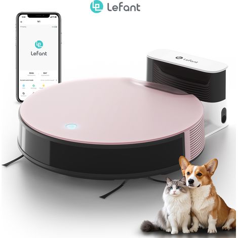 Lefant Aspirateur Robot N1, 4500Pa Puissant Aspiration, 165min d'Autonomie, Silencieux, Auto-Charge Robot Aspirateur, Idéal pour Les Poils d'animaux Sol Dur Tapis,Aspirateur robot exclusivement fémini