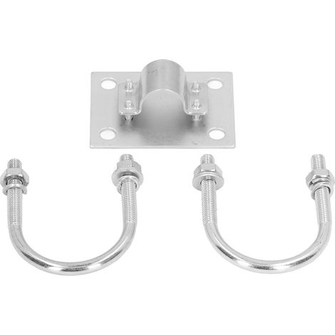 Lot 2 étriers en U inox galvanisés + plaque fixation pour antenne meuble industrie (1/5)