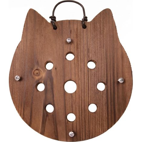 Jardinière murale en bois, à motif chat, support naturel pour fougères et plantes grimpantes, marron (1/5)